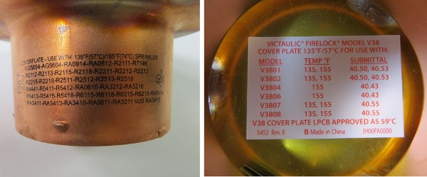 Label vs. Stamp Fire Sprinkler Cover Plate