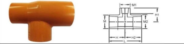 CPVC Outlet-Reducing Tee Dimensions
