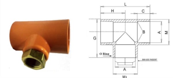 CPVC Tee Adapter Dimensions